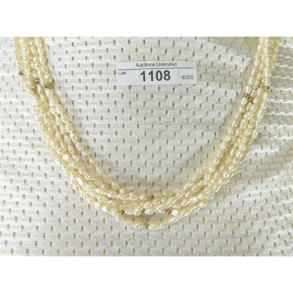 7/1108 Multistrand Freshwater Pearls with 14k Beads and Clasp - Picture 2 of 10